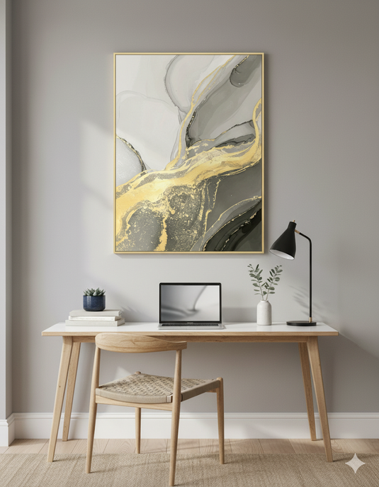 Golden Embrace: Abstract Marble Flow