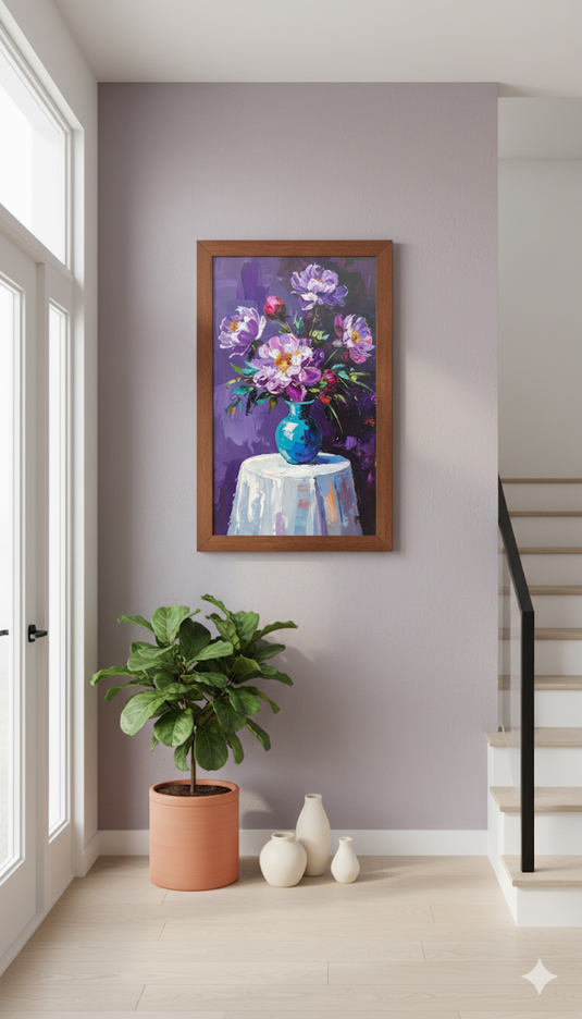 Vibrant Peonies in Teal Vase