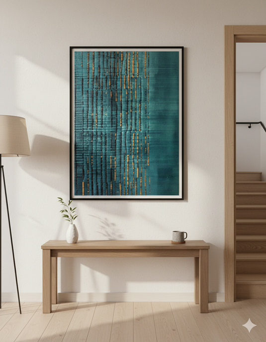 Aqua Matrix: Textured Teal & Gold