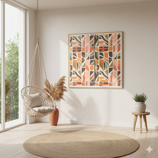 Earthen Hues Abstract Geometric Pattern