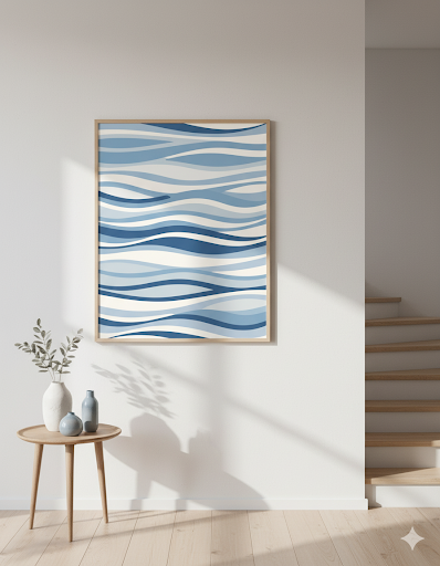 Serene Blue Waves Abstract Art