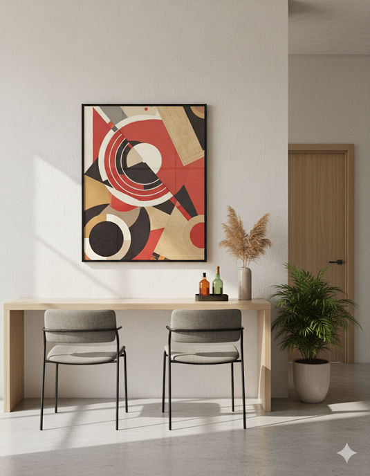 Geometric Harmony in Red and Tan