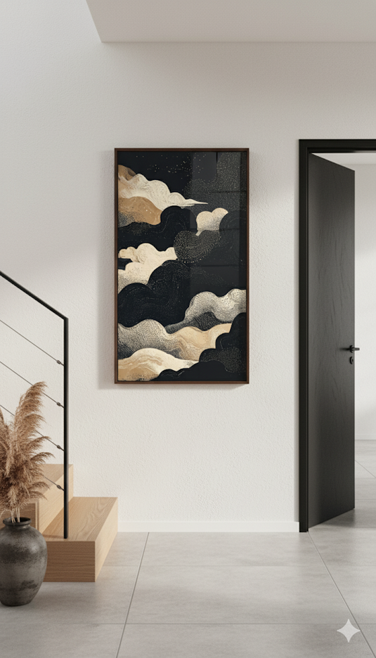 Celestial Clouds in Midnight Gold