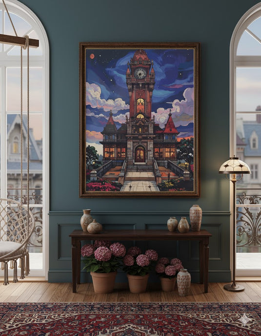 Mystical Clock Tower Under Twilight Skies