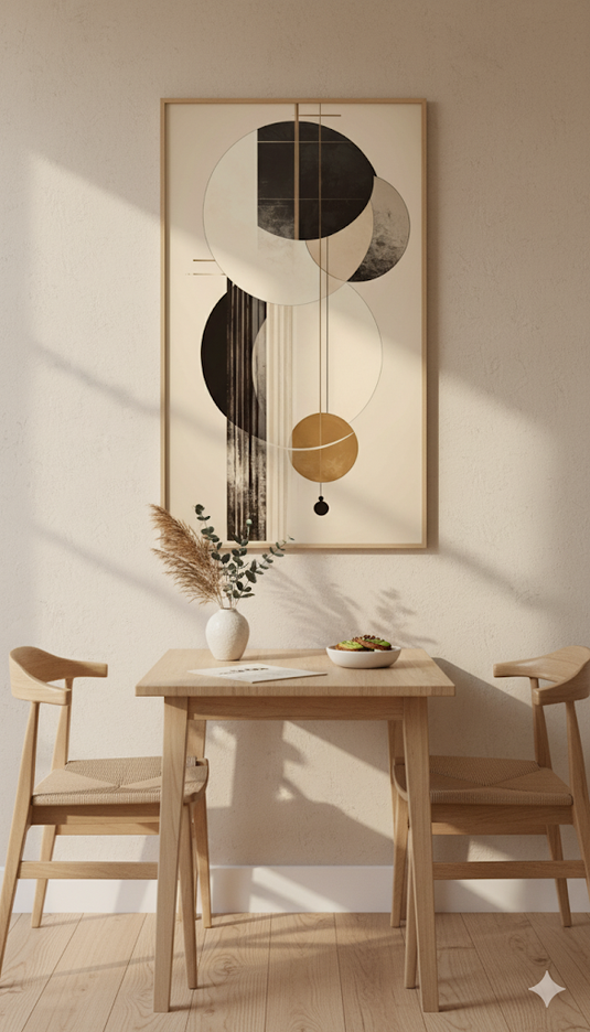 Abstract Harmony: Beige & Black Circles