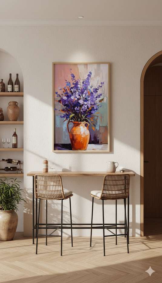 Abstract Purple Bouquet in Terracotta