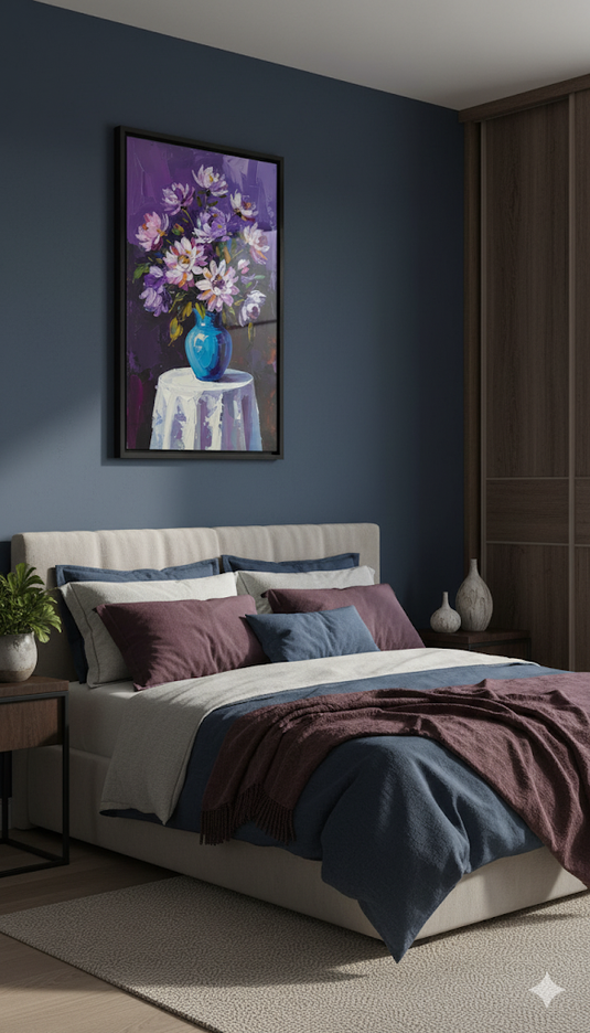 Vibrant Lilac Blooms in Azure Vase