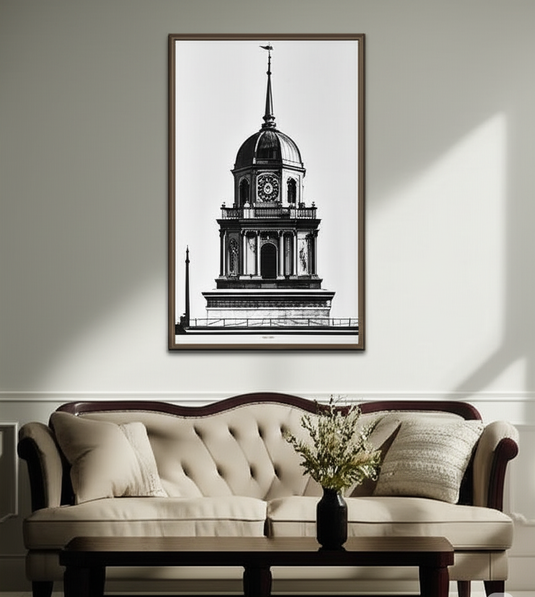 Timeless Spire: Classic Black & White Elegance