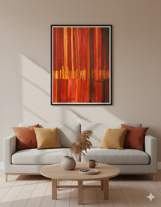 Crimson Hues Abstract Vertical Strokes