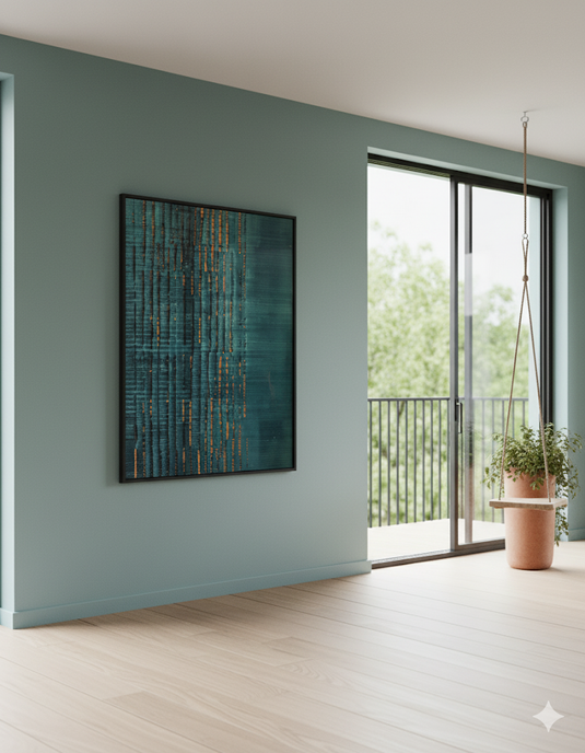 Aqua Matrix: Textured Teal & Gold