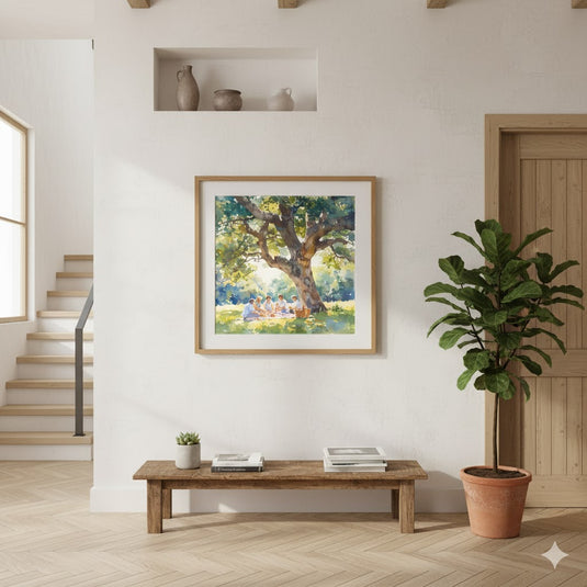 Sunlit Picnic Under the Old Oak