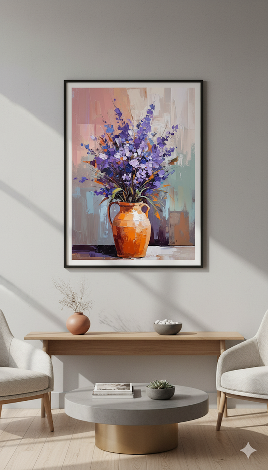 Abstract Purple Bouquet in Terracotta