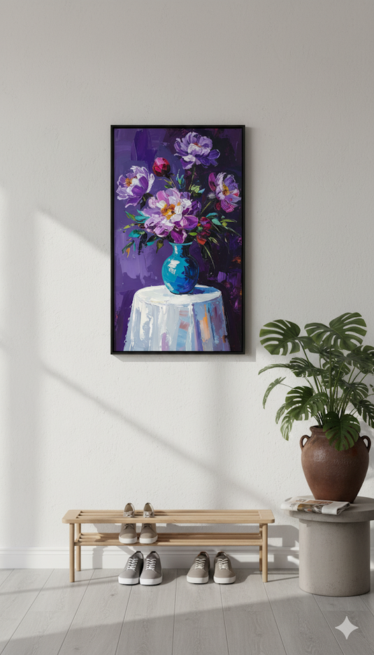 Vibrant Peonies in Teal Vase