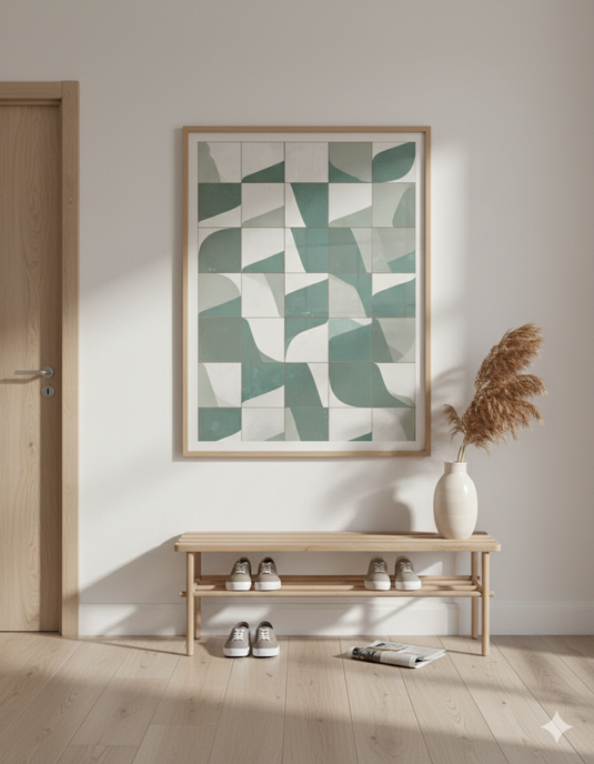 Emerald Wave Abstract Tile Art