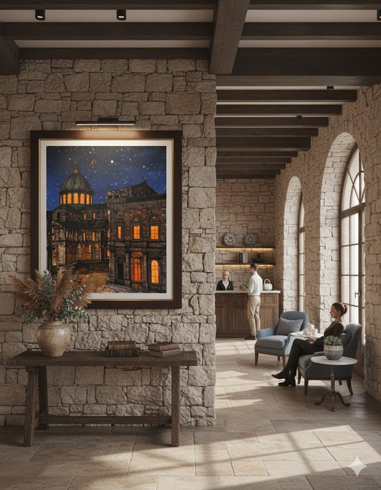 Midnight Glow: Cathedral Under the Stars