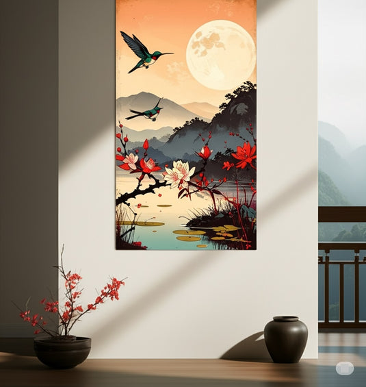 Lunar Bloom Hummingbirds Serenity