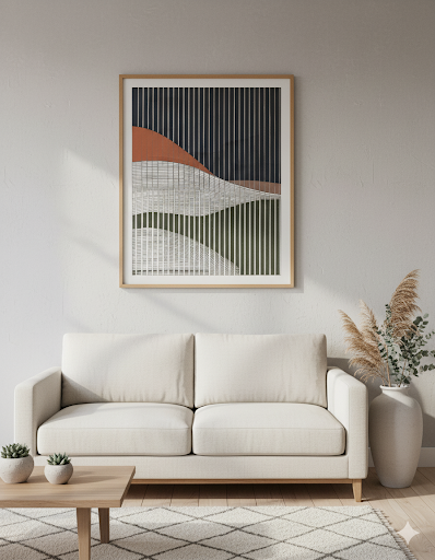 Serene Abstract Landscape with Vertical Lines