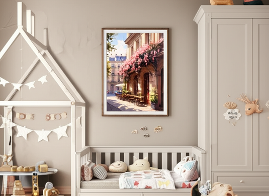 Blossoming Parisian Cafe Street