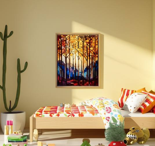 Autumnal Glow Stained Glass Forest