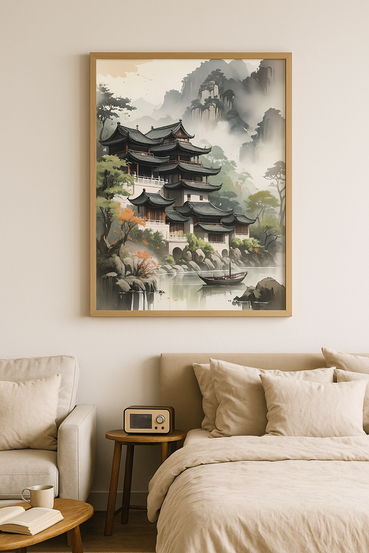 Serene Pagoda Lake Retreat