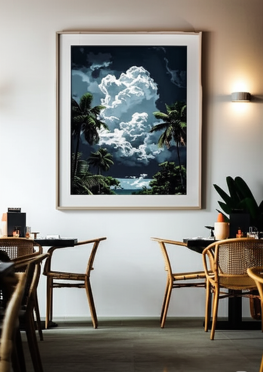 Tropical Path Under Stormy Skies