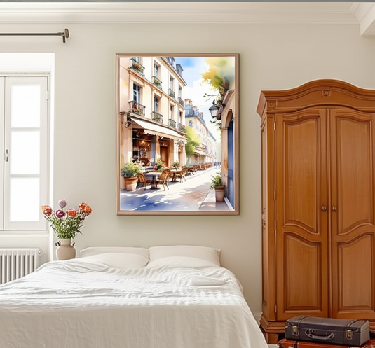 Parisian Café Street Watercolor