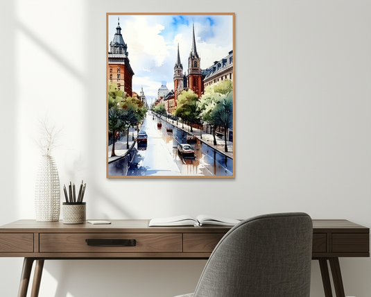 Urban Charm: Watercolor Cityscape