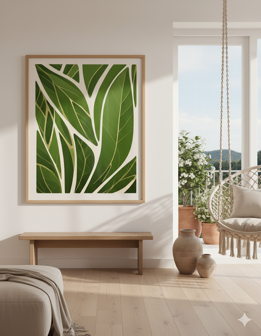 Emerald Serenity: Modern Leaf Abstract