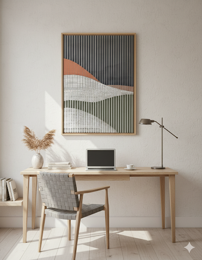 Serene Abstract Landscape with Vertical Lines