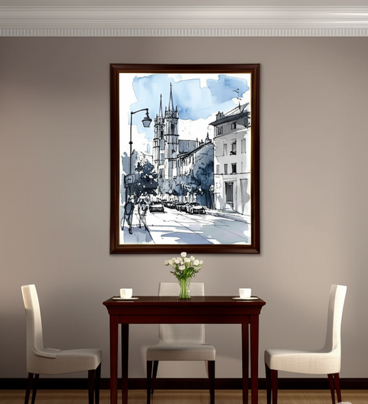 City Cathedral: Watercolor & Ink Serenity