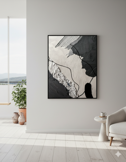 Monochromatic Abstract: Textured Serenity