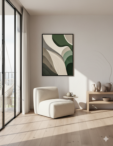 Emerald Serenity Abstract Flow