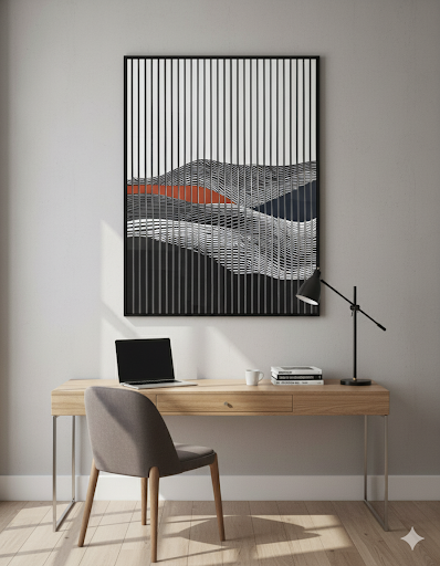 Abstract Ridges: Orange and Grey Harmony