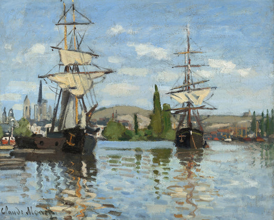 Monet- Ships Reading On The Seine At Rouen, 1873
