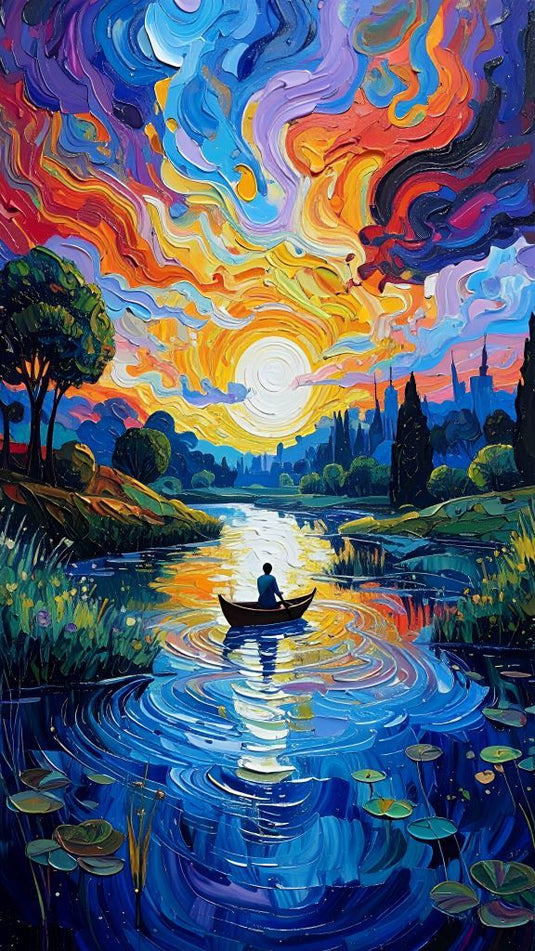 Vivid Sunset Row on Palette Lake