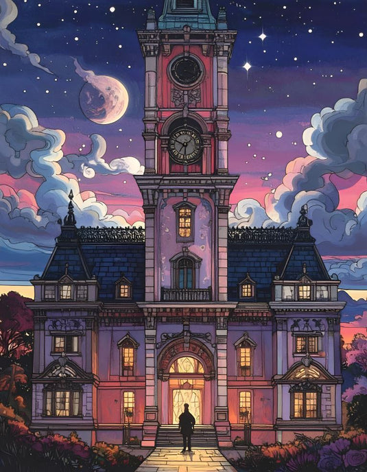 Dreamscape Clock Tower at Dusk