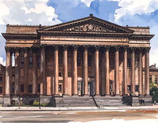 Neoclassical Splendor: Water colour Architectural Study