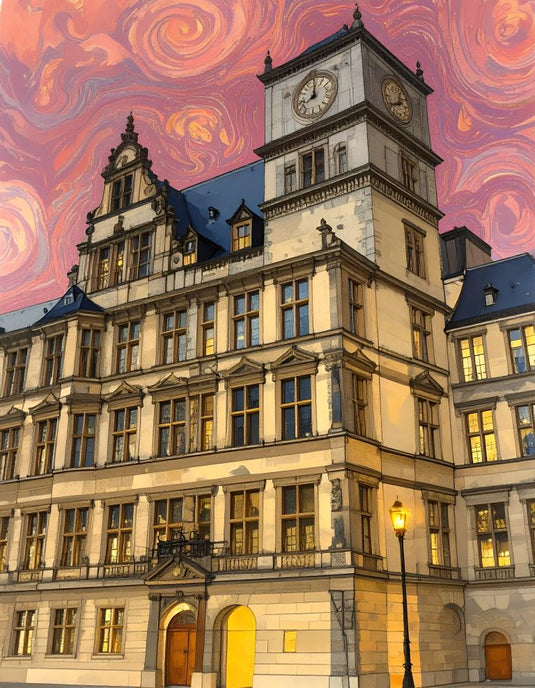 Timeless Architecture Under Swirling Skies