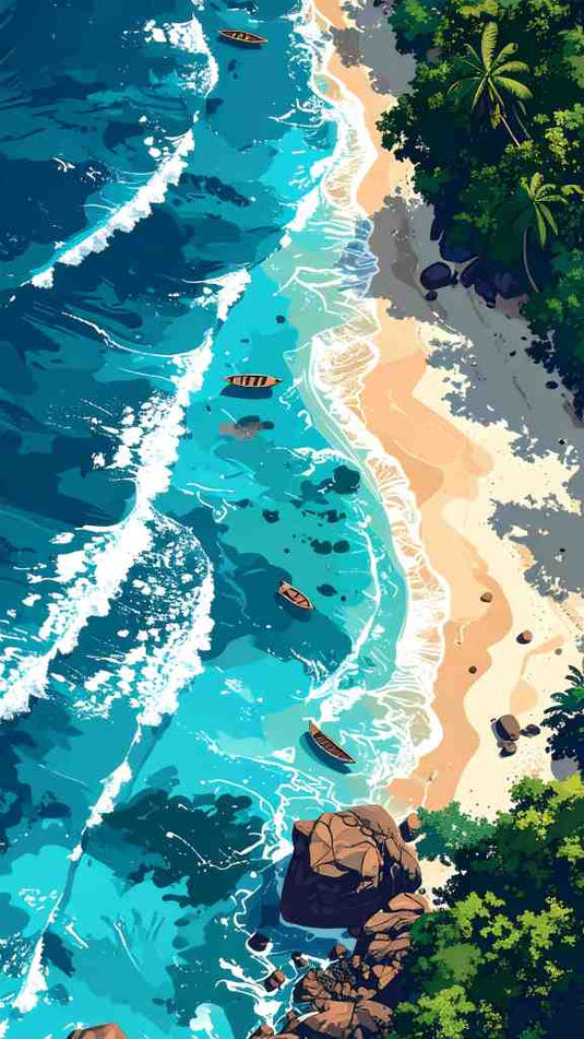 Tropical Shores: Azure & Gold