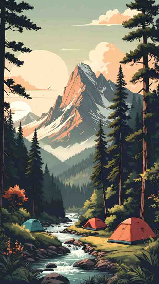 Mountain Stream Camping Serenity