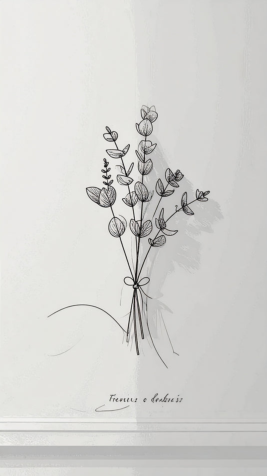 Gentle Eucalyptus Line Art Bouquet