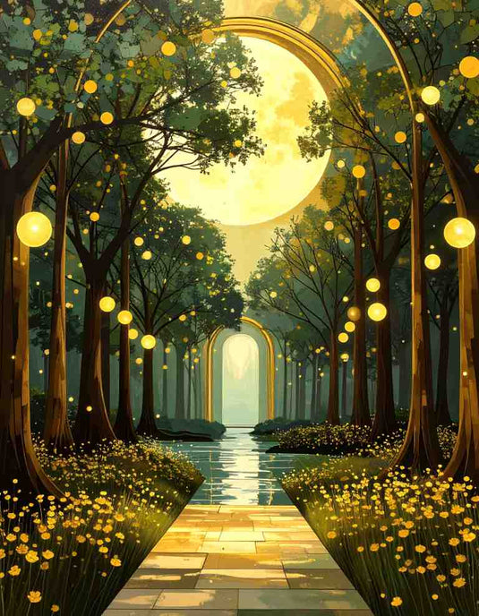 Enchanted Moonlight Forest Pathway