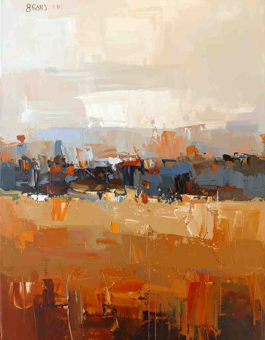 Abstract Cityscape in Warm Hues