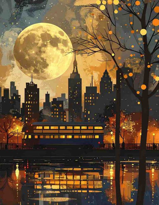 Moonlit Cityscape Serenity