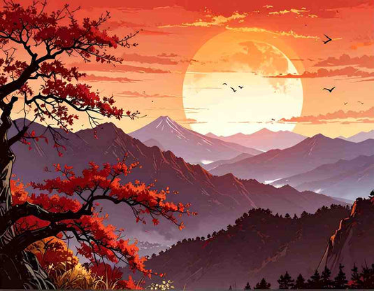 Autumn Sunset Over Crimson Peaks