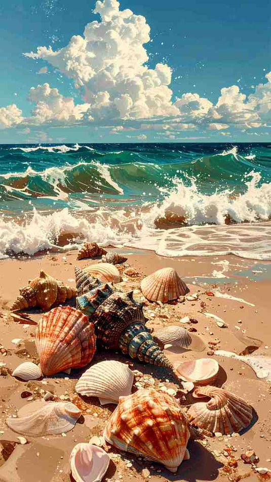 Seashore Serenity: Shells & Waves