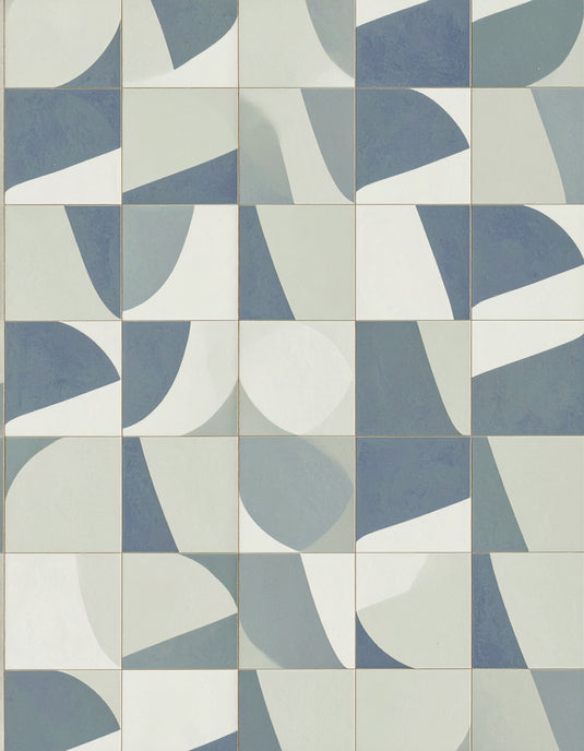 Abstract Geometric Blue & Grey Waves