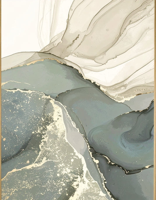 Abstract Serenity: Gold & Teal Flow