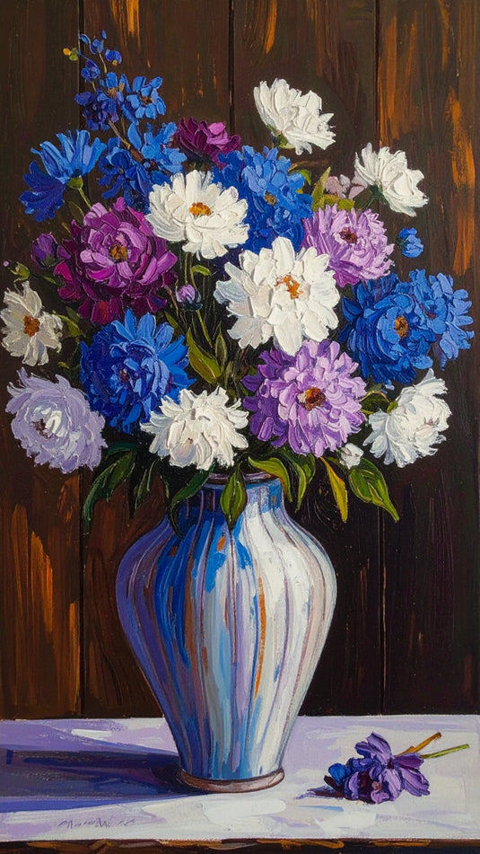 Vibrant Blue and Purple Peonies
