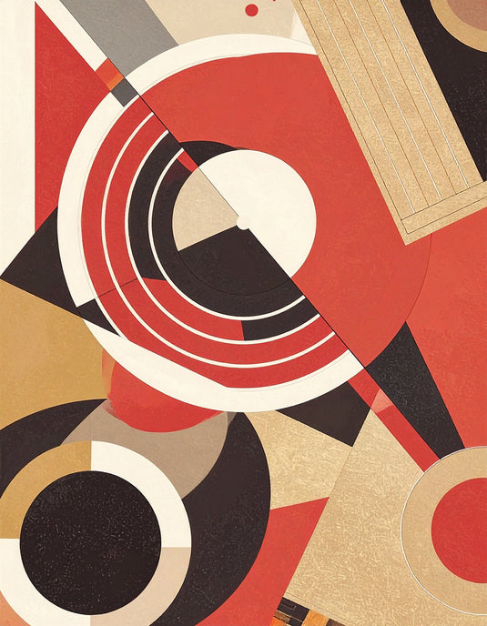 Geometric Harmony in Red and Tan